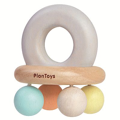 Plan Toys - Ξύλινη κουδουνίστρα καμπάνα (παστέλ) 5250