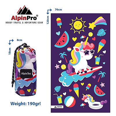 Microfiber πετσέτα θαλάσσης 120x70cm AlpinTec Μονόκερος